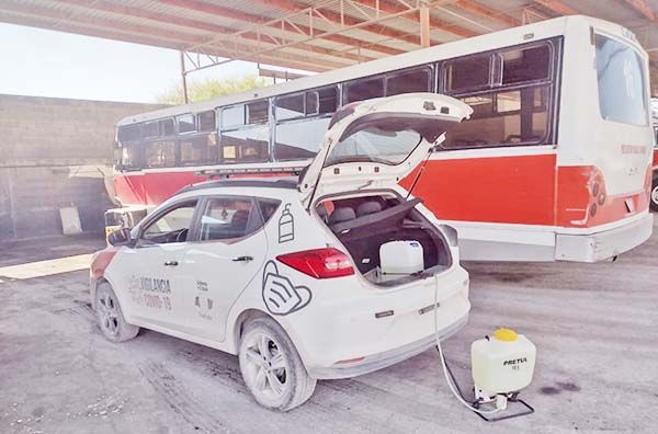 Sanitizan autobuses urbanos de Castaños