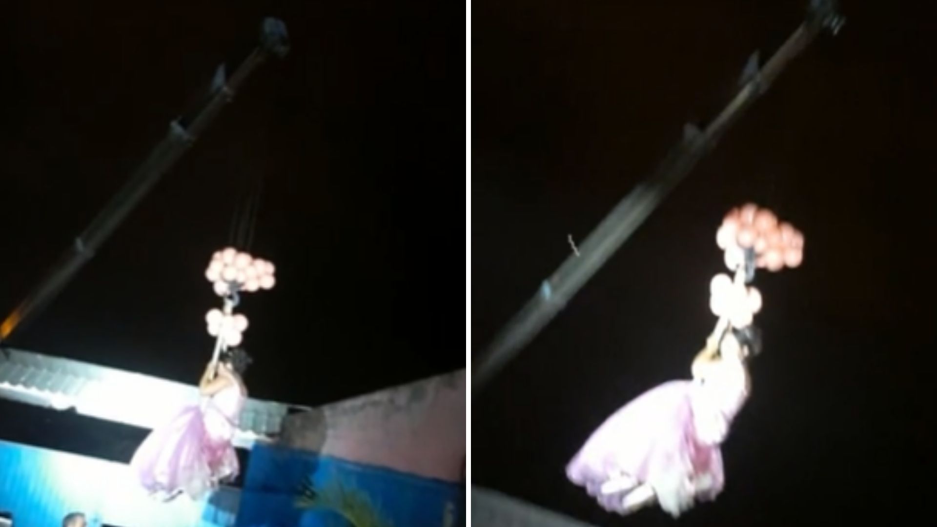 ¡Entrada triunfal! Quinceañera llega a su fiesta con ayuda de grúa y se vuelve viral