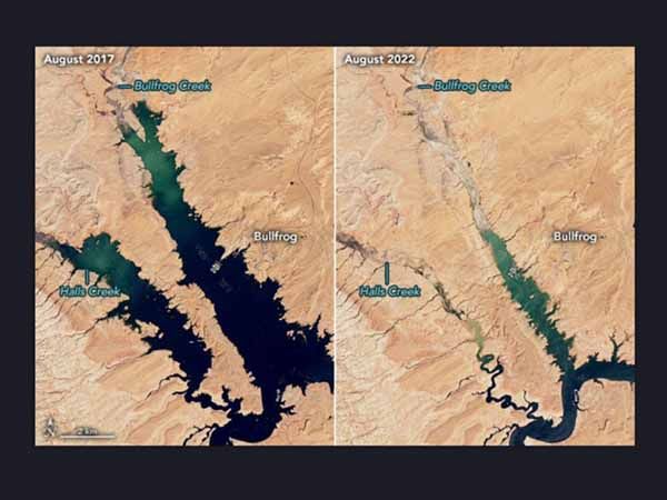 La NASA difunde esta imagen de la crisis del agua: casi seco el lago Powell