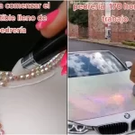 Mujer llena el cofre de su BMW con pedrería de lujo y se vuelve viral en TikTok