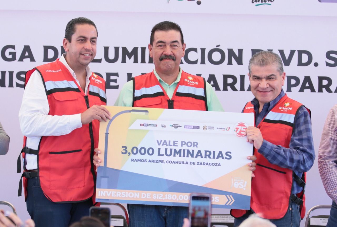 MIGUEL RIQUELME Y JOSÉ MARÍA MORALES ARRANCAN Y ENTREGAN OBRAS POR 75 MDP EN RAMOS ARIZPE