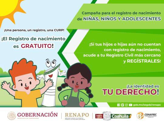 COAHUILA GARANTIZA EL REGISTRO DE NACIMIENTO DE LOS NIÑOS Y NIÑAS NACIDOS EN MÉXICO HIJOS DE POBLACIÓN MIGRANTE