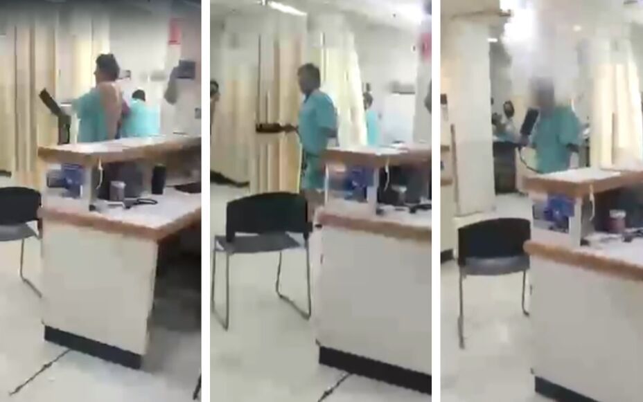 PACIENTE AMENAZA A PERSONAL CON EXTINTOR Y SE DISPARA