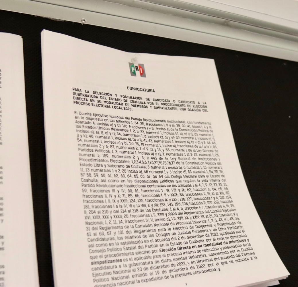 EMITE CEN DEL PRI CONVOCATORIA A GOBERNADOR