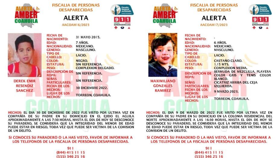 ALERTA AMBER: BUSCAN A DEREK Y A MAXIMILIANO