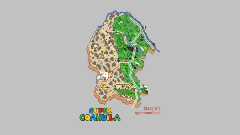 CREAN MAPA DE COAHUILA AL ESTILO DE MARIO BROS Y SE VUELVE VIRAL