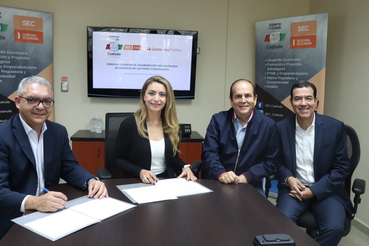 ECONOMÍA COAHUILA Y SANTANDER FIRMAN CONVENIO EN PRO DE LAS MIPYMES