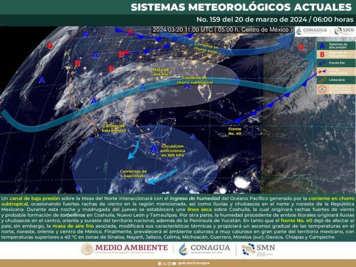 SE PRONOSTICAN CHUBASCOS Y RACHAS FUERTES DE VIENTO EN COAHUILA