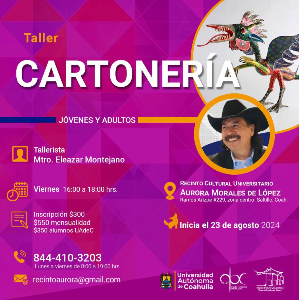 EL RECINTO CULTURAL AURORA MORALES DE LÓPEZ DE LA UA DE C INVITA A LOS TALLERES DE CARTONERÍA Y A LA REFLEXIÓN EXISTENCIAL