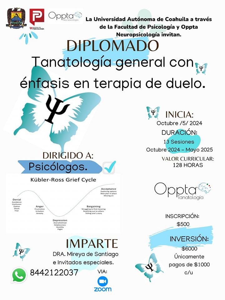 INVITA UA DE C A CURSAR EL DIPLOMADO EN TANATOLOGÍA GENERAL CON ÉNFASIS EN TERAPIA DE DUELO