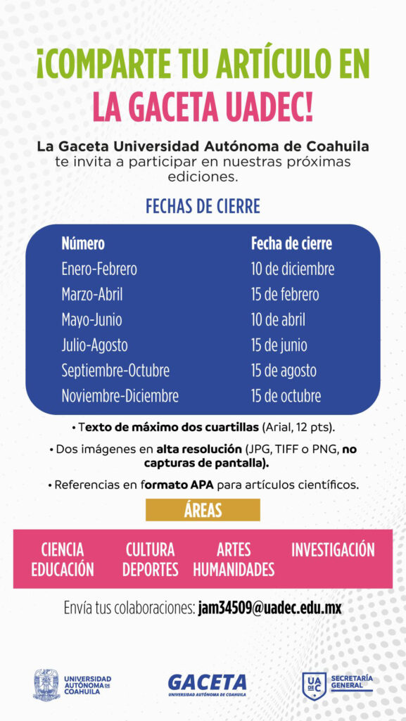 INVITA UA DE C A COLABORAR EN LA GACETA UNIVERSITARIA