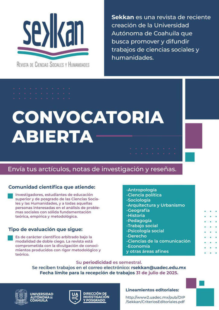 INVITA UA DE C A CONOCER Y COLABORAR EN LA REVISTA UNIVERSITARIA DE CIENCIAS SOCIALES Y HUMANIDADES “SEKKAN”
