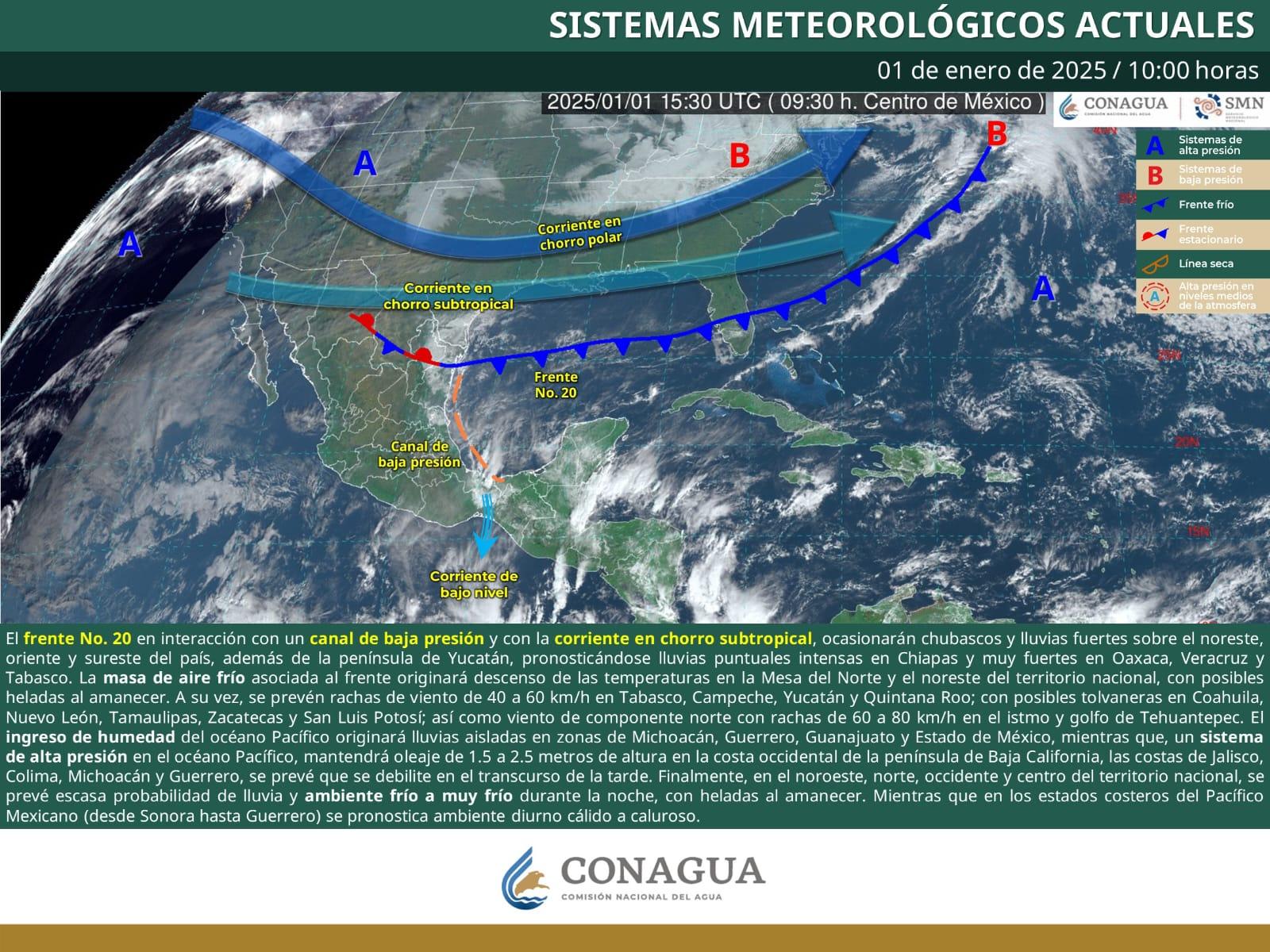 FRENTE FRÍO NÚMERO 20 PROVOCARÁ LLUVIAS Y DESCENSO DE TEMPERATURA EN COAHUILA