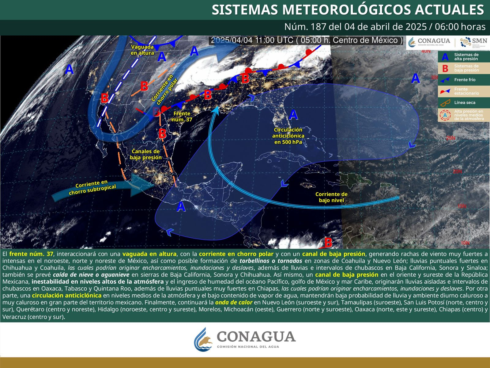 SE PREVÉN RACHAS DE VIENTO MUY FUERTES A INTENSAS EN COAHUILA