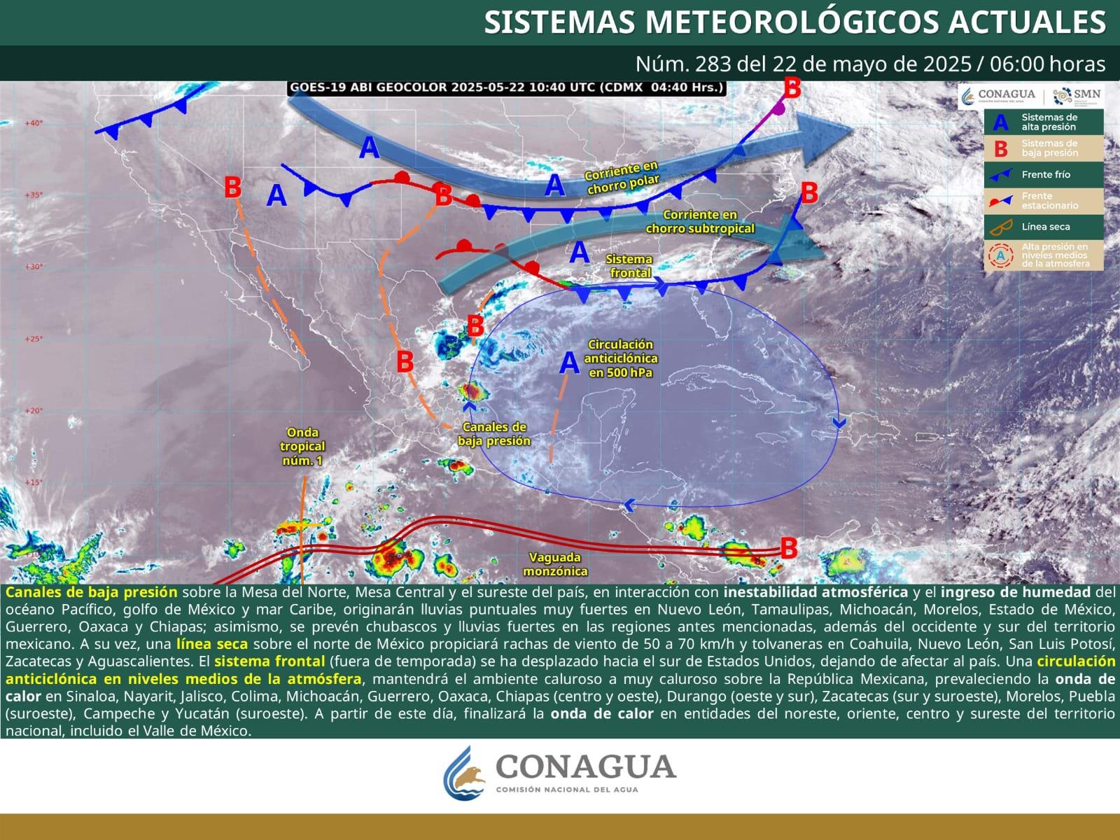 SE ESPERAN LLUVIAS, VIENTOS FUERTES Y ALTAS TEMPERATURAS EN COAHUILA