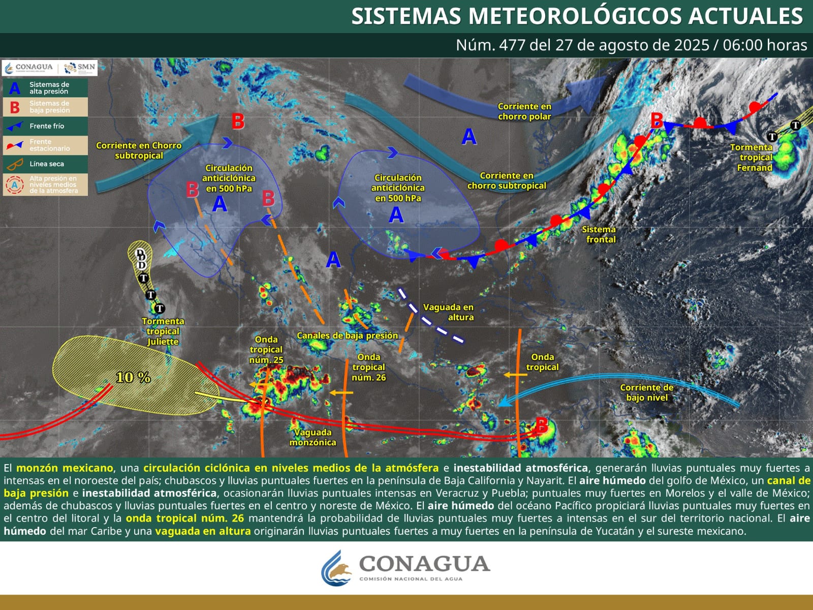 SE PREVÉN CHUBASCOS Y RÁFAGAS DE VIENTO EN EL ESTADO