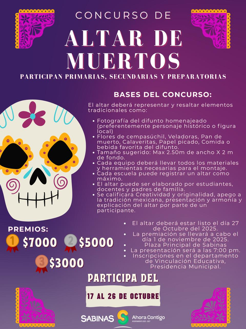 CHANO DÍAZ IMPULSA EL ARTE Y LA TRADICIÓN CON EL CONCURSO DE CATRINAS Y CATRINES EN SABINAS