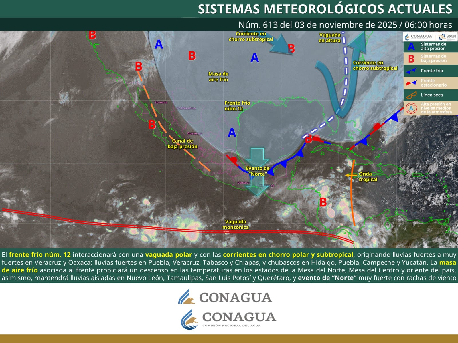 ZONAS ALTAS DE COAHUILA POR FRENTE FRÍO NÚMERO 12