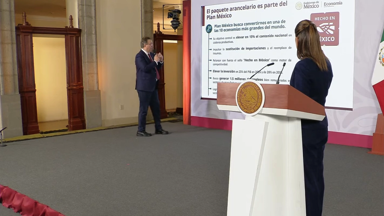 SHEINBAUM Y EBRARD EXPLICAN PAQUETE ARANCELARIO A PAÍSES SIN TLC: «OBJETIVO, PROTEGER 350,000 EMPLEOS»