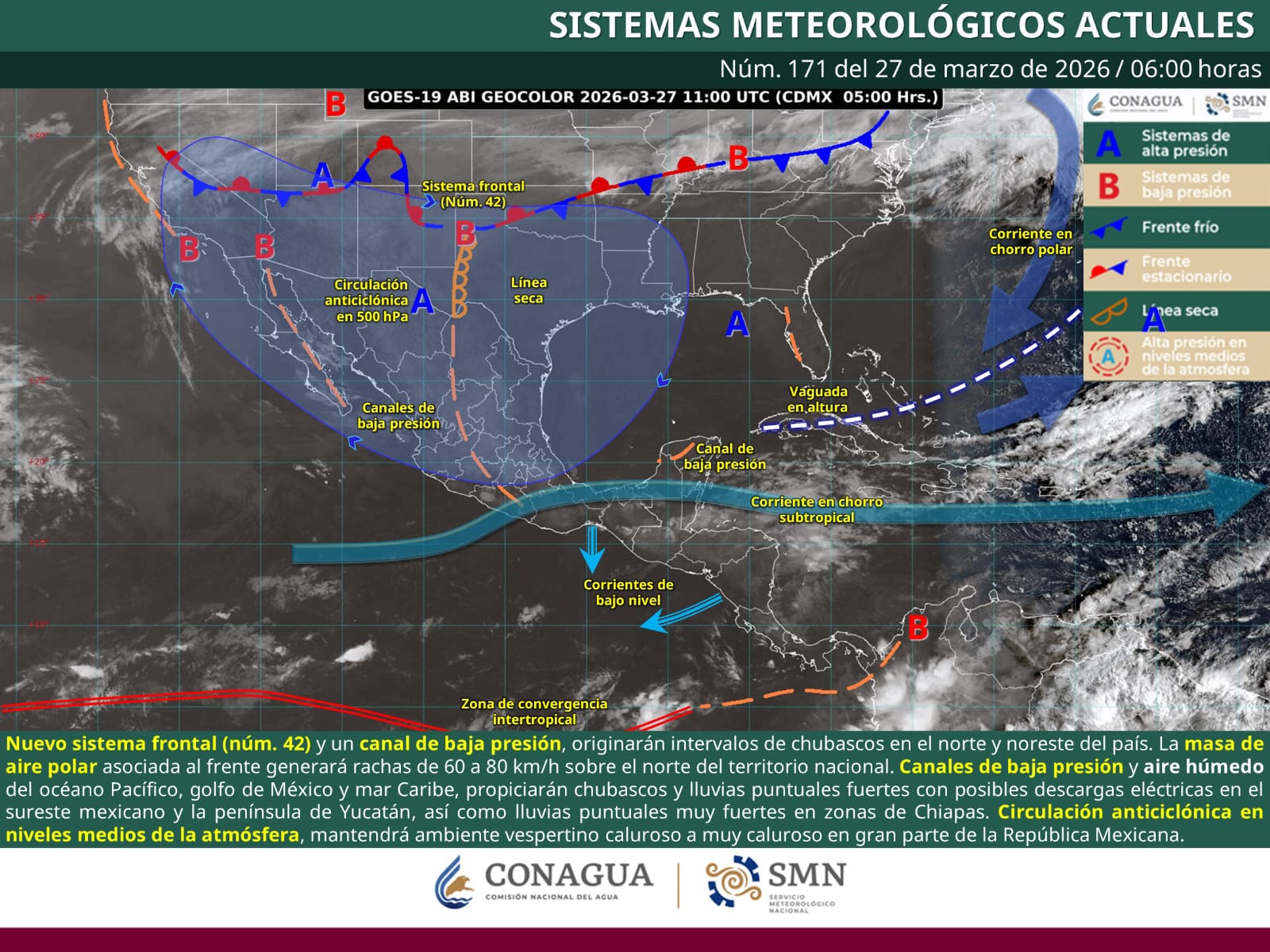 INGRESO DEL FRENTE FRÍO NÚM. 42 GENERARÁ VIENTOS FUERTES Y LLUVIAS EN COAHUILA