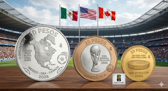 ACUÑARÁN TRES MONEDAS DEL MUNDIAL DE FUTBOL 2026