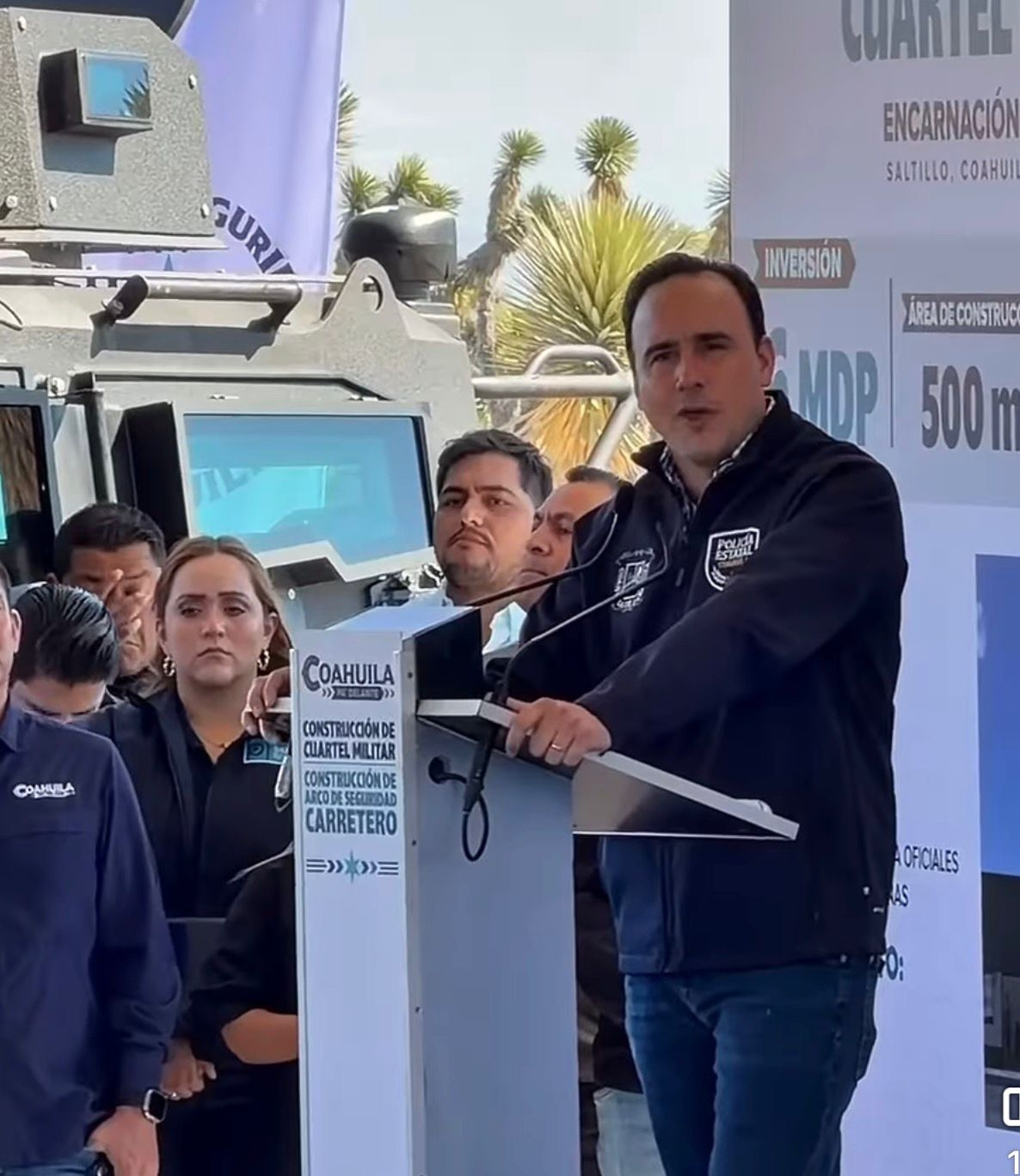 MANOLO JIMÉNEZ, GOBERNADOR DEL ESTADO, REFUERZA SEGURIDAD CON NUEVOS CUARTELES Y ARCOS DE VIGILANCIA
