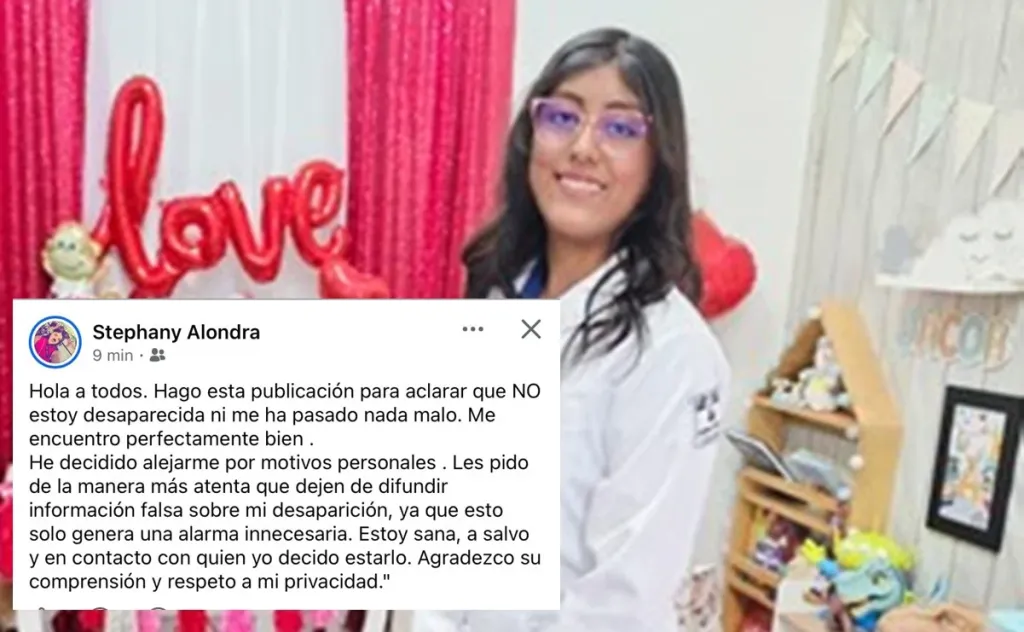 APARECE SUPUESTO MENSAJE DE STEPHANYE CONTRERAS, ALUMNA DE LA UAEM, DONDE NIEGA SU DESAPARICIÓN; AUTORIDADES INVESTIGAN VERACIDAD