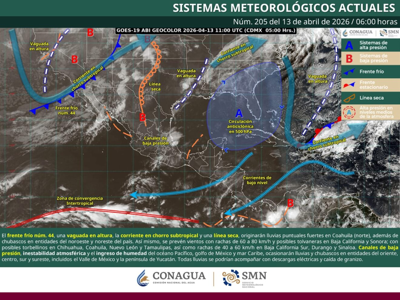 SE ESPERAN LLUVIAS FUERTES, VIENTOS INTENSOS Y POSIBLE FORMACIÓN DE TORBELLINOS EN COAHUILA