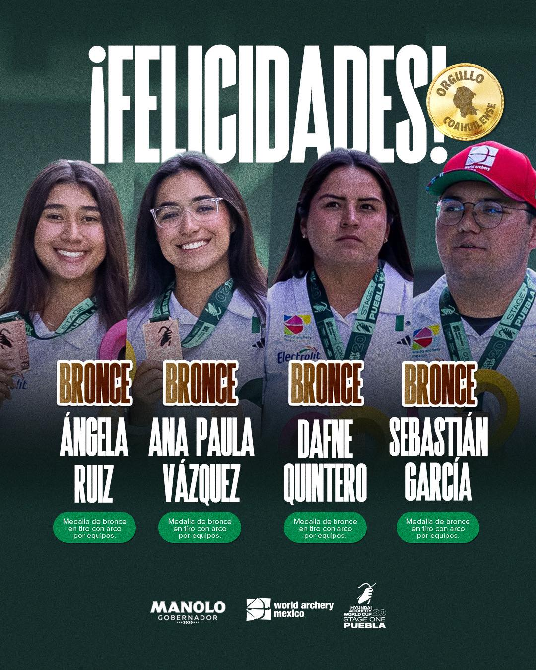 ATLETAS COAHUILENSES CONQUISTAN MEDALLAS EN COPA DEL MUNDO DE TIRO CON ARCO