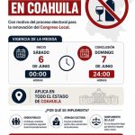 EXHORTAN A RESPETAR LA LEY SECA DURANTE JORNADA ELECTORAL EN COAHUILA