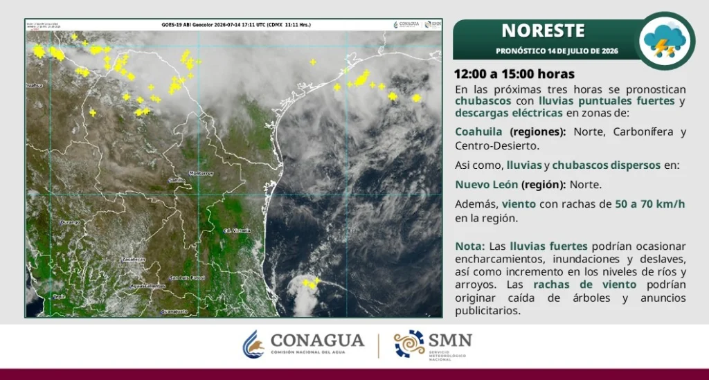 LLUVIAS EN COAHUILA: PROTECCIÓN CIVIL MANTIENE MONITOREO PERMANENTE Y COORDINACIÓN CON LOS MUNICIPIOS