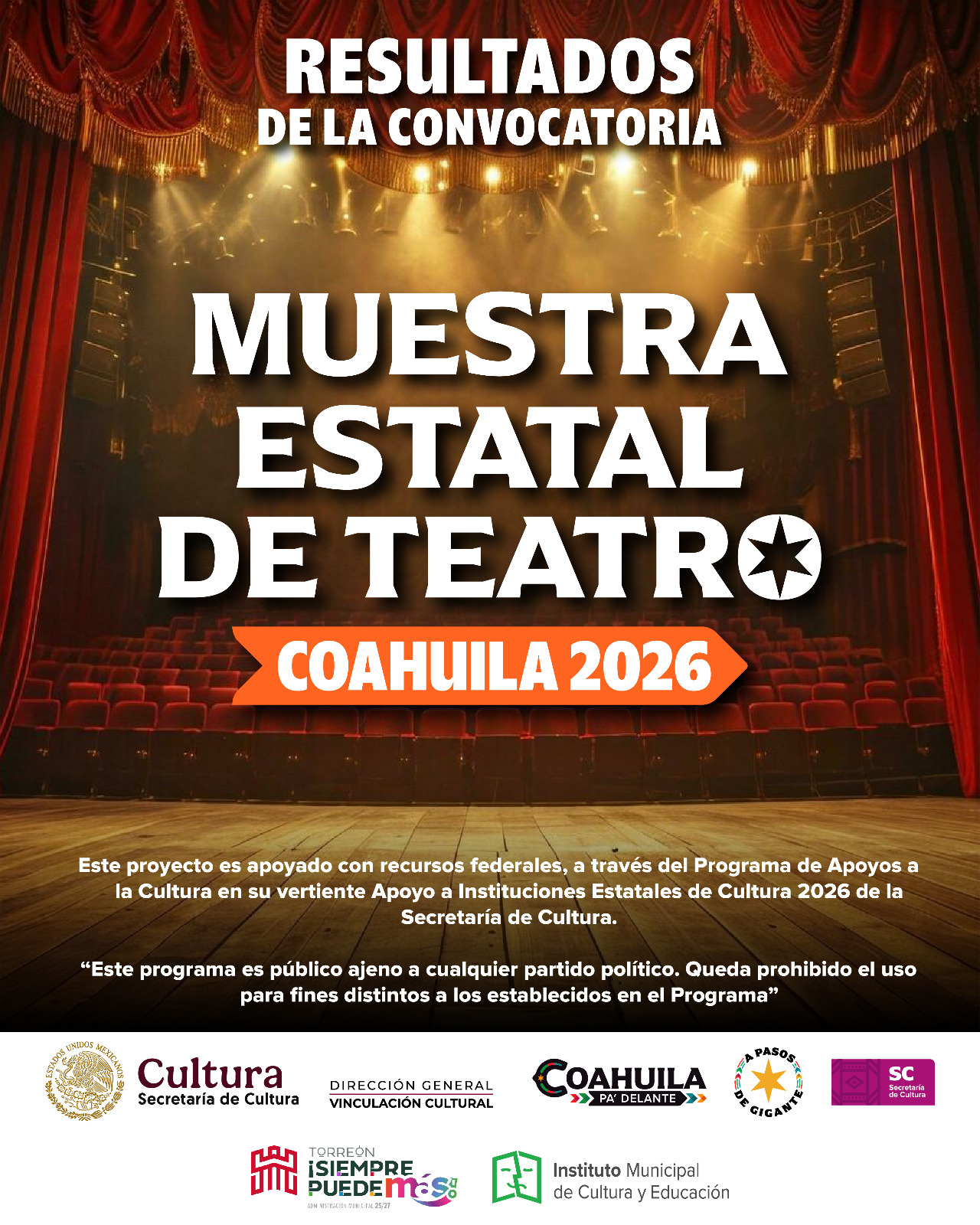 COAHUILA DA A CONOCER LOS RESULTADOS DE LA MUESTRA ESTATAL DE TEATRO 2026