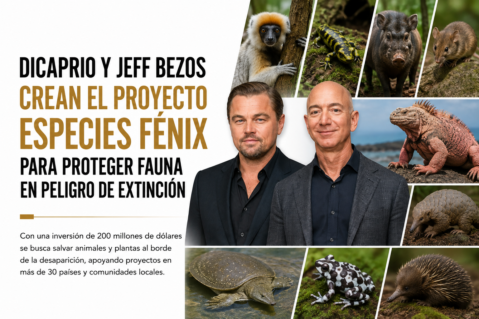 DICAPRIO Y JEFF BEZOS CREAN EL PROYECTO ESPECIES FÉNIX PARA PROTEGER FAUNA EN PELIGRO DE EXTINCIÓN