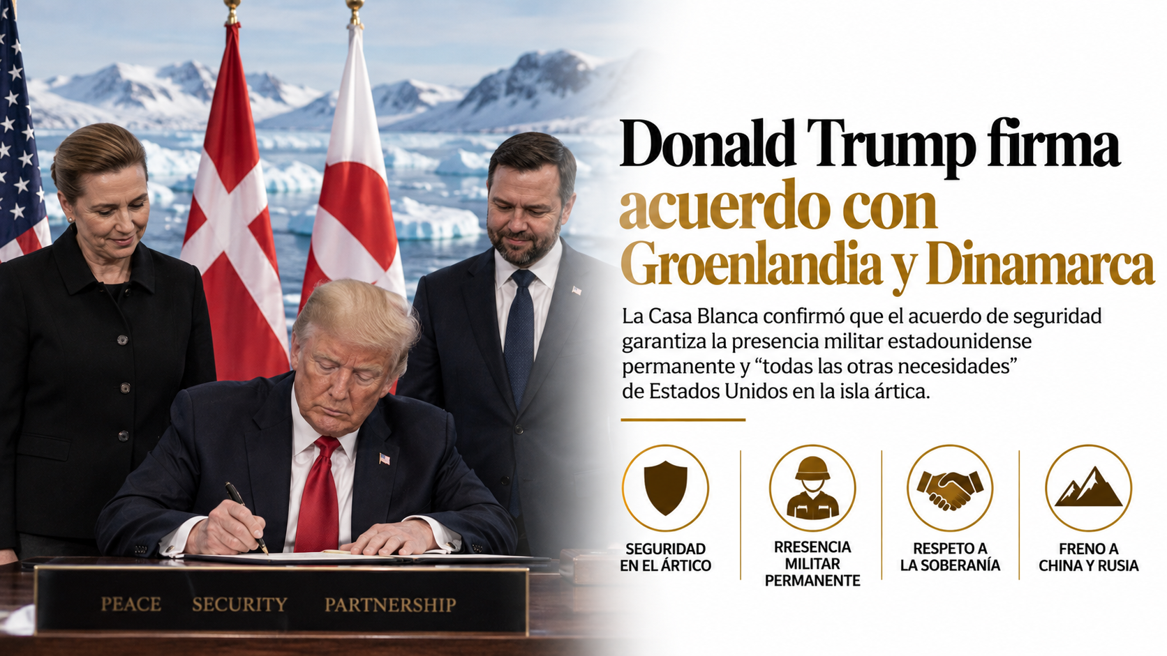 DONALD TRUMP FIRMA ACUERDO CON GROENLANDIA Y DINAMARCA