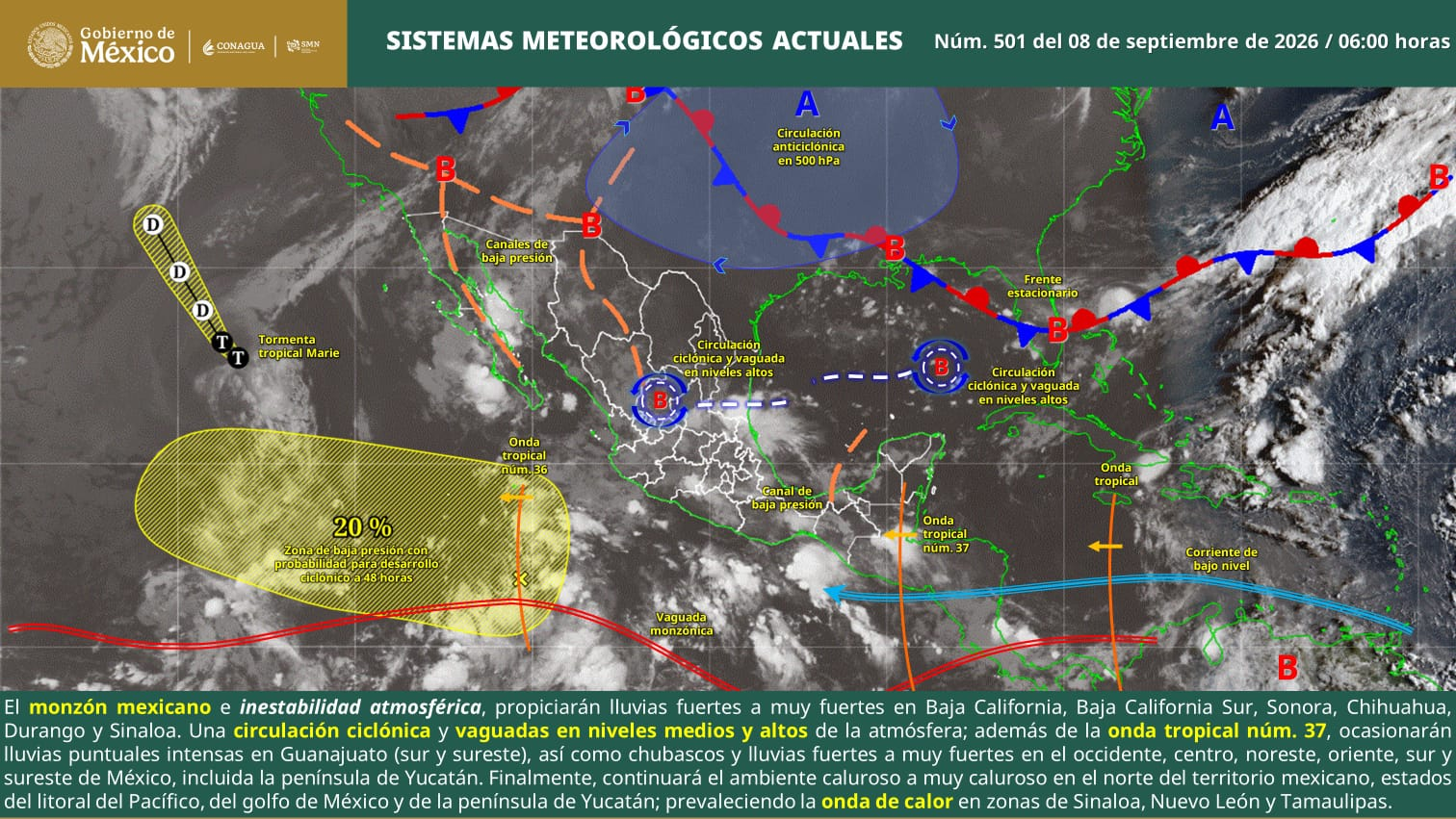 LLUVIAS Y CHUBASCOS SE PREVÉN PRINCIPALMENTE EN LAS REGIONES CENTRO Y SURESTE DE COAHUILA