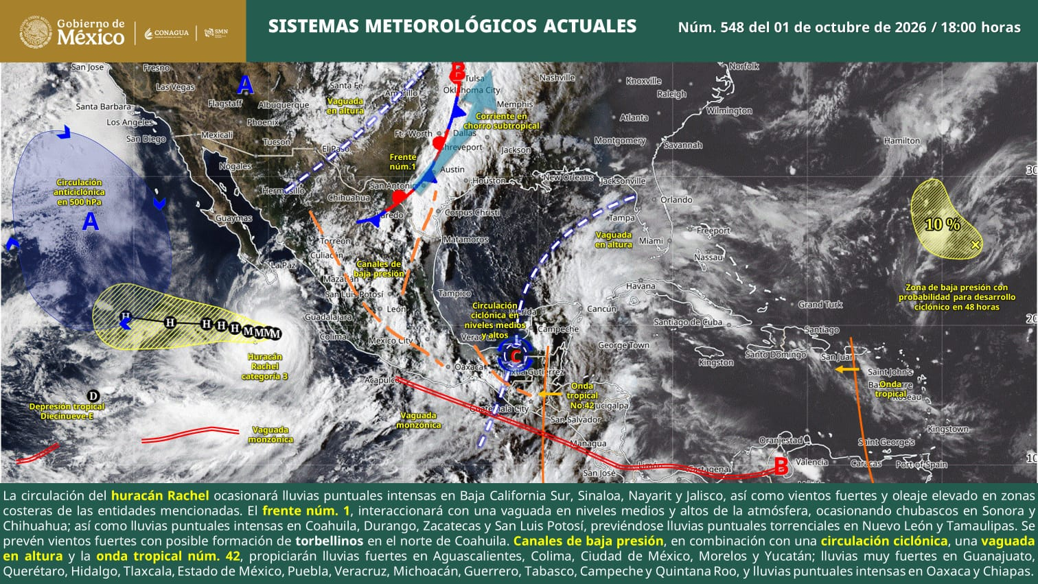 LLUVIAS INTENSAS Y DESCARGAS ELÉCTRICAS SE PREVÉN ESTE VIERNES EN COAHUILA