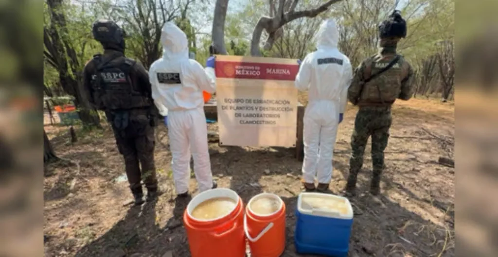 DESMANTELAN UN LABORATORIO CLANDESTINO Y ALMACENES DE MILES DE LITROS DE PRECURSORES QUÍMICOS EN CULIACÁN