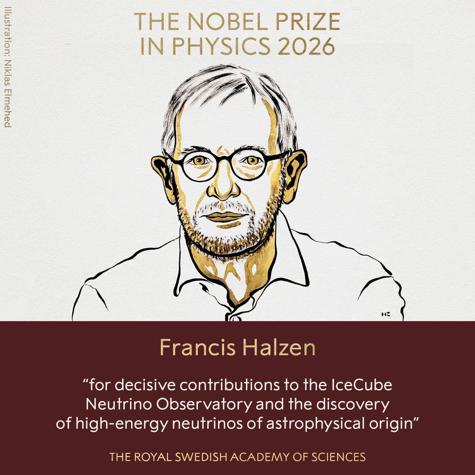 FRANCIS HALZEN GANA EL NOBEL DE FÍSICA 2026 POR SUS APORTES AL ESTUDIO DE LOS NEUTRINOS